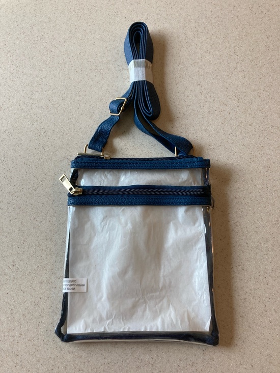 None Handbags - NWT Clear Crossbody Bag with Navy Trim for Concerts, Events, Sports Stadiums